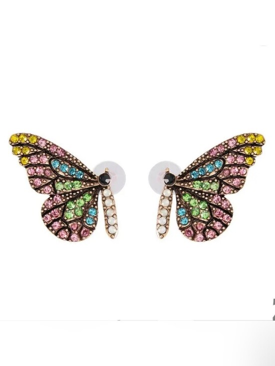 Fashion Jewelry Jewelry - Butterfly Wings Rhinestone Stud Earrings Pastel Multi-color